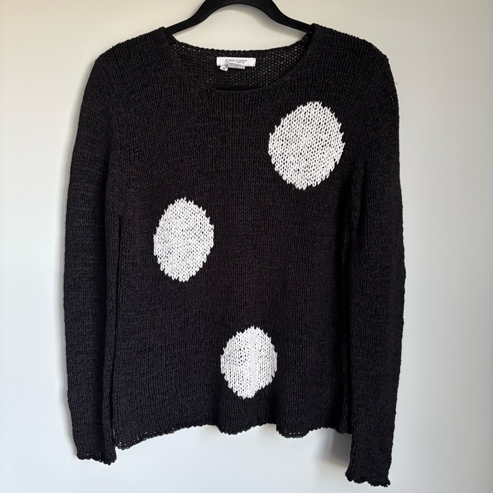Karen Kane Black and White Polka Dots Top Blouse